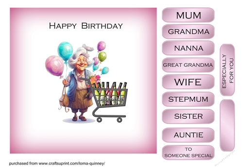 Shopping Trolley Female Birthday Card