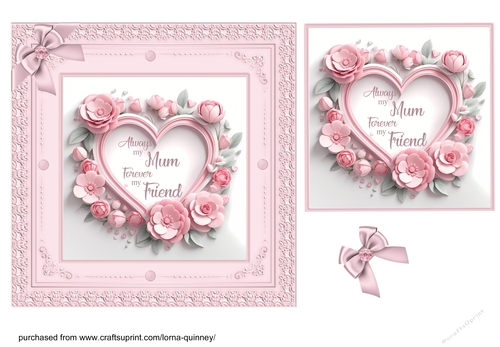 Pink Floral Heart Mothers Day Card