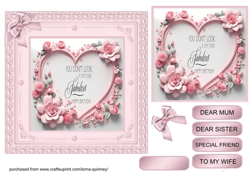 Pink Floral Heart - Birthday