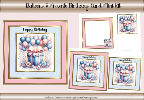 Balloons & Presents Birthday Card Mini Kit