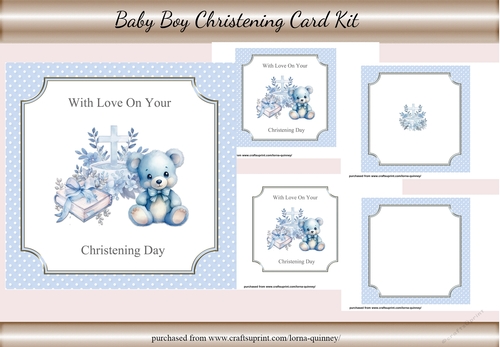 Baby Boy Christening Card Kit