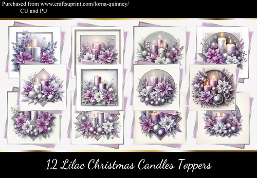 12 Lilac Christmas Candle Toppers