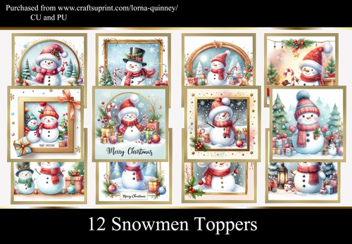 12 Snowmen Toppers 