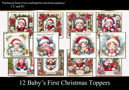 12 Babys First Christmas Toppers