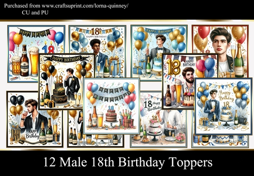 12 Male 18th Birthday Toppers