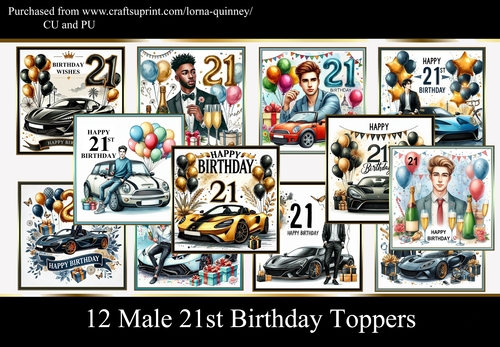 12 Male 21st Birthday Toppers