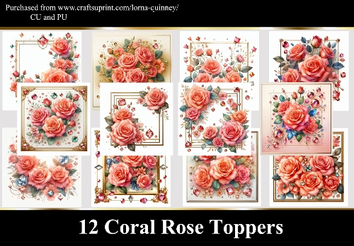 12 Coral Rose Toppers
