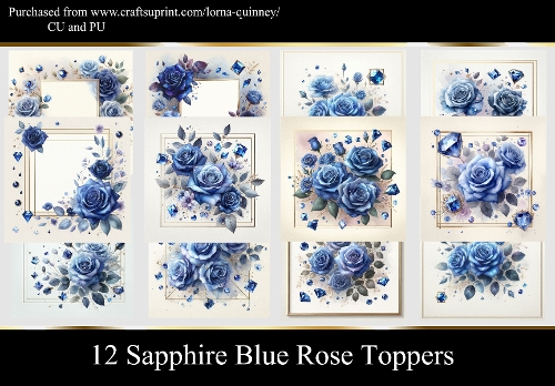 12 Dark Blue Rose Toppers