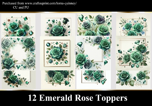 12 Emerald Rose Toppers