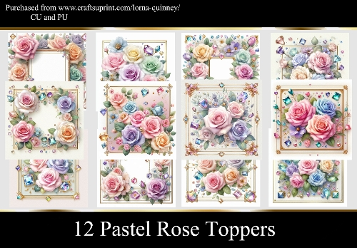 12 Pastel Rose Toppers