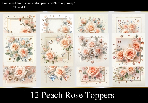 12 Peach Rose Toppers