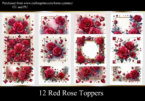 12 Red Rose Toppers