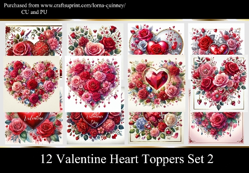 12 Valentine Hearts Toppers Set 2