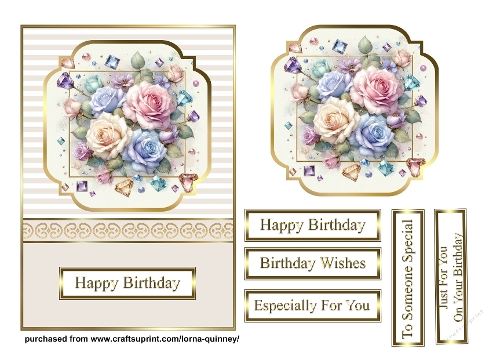 Pastel Roses Birthday Card Front 1