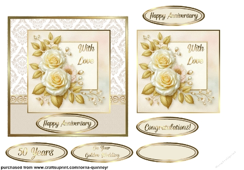 Yellow Roses Golden Anniversary Card