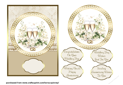 Champagne Glasses & Flowers Wedding & Anniversary Card