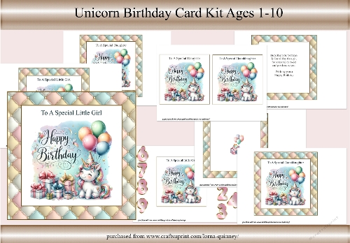 Unicorn Birthday Card Kit - Ages 1-10
