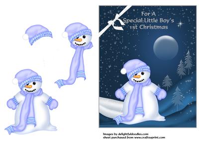 Snowman at Night - 1st Christmas Boy