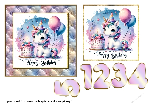 Unicorn Birthday Card 2