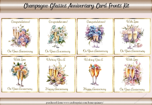 Champagne Glassers Anniversary Card Fronts