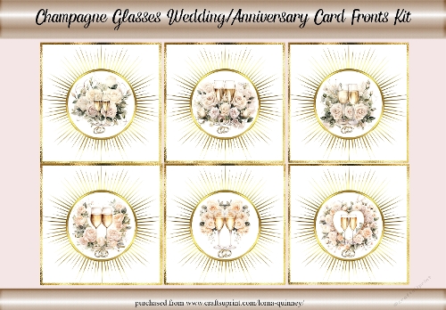 Champagne Glasses & Flowers Wedding/Anniversary Card Fronts