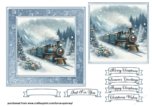 Steam Train Christmas  Card Front