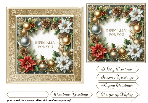 Gold Christmas Wreath Card Front