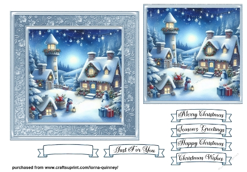  Village Snow Scene Card Front