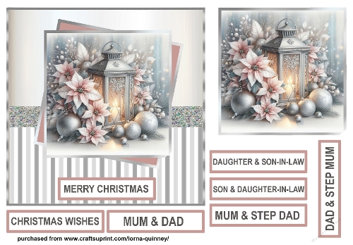 Pink & Silver Lantern Card Front