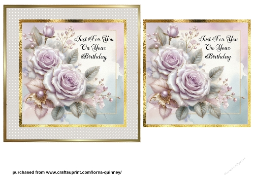 Lilac Roses Birthday Card Front