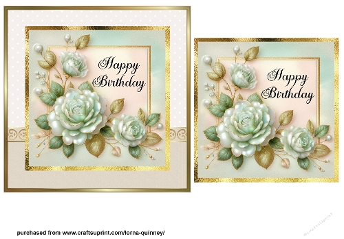 Mint Roses Birthday Card Front