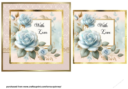 Pale Blue Roses Birthday Card Front
