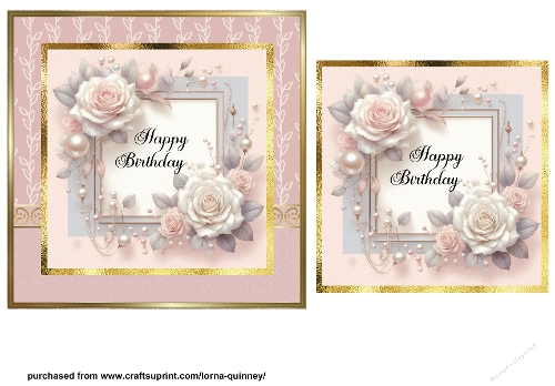 Pink Roses Birthday Card Front