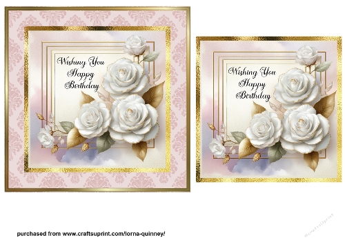 White  Roses Birthday Card Front