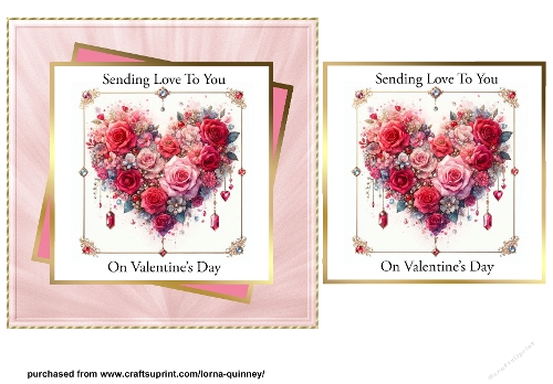 Floral Heart Valentines Card Front