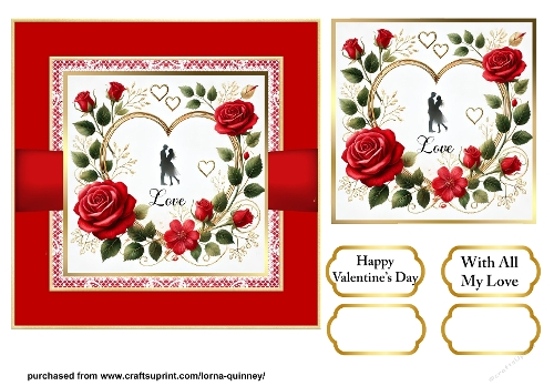 Gold Heart Valentines Card Front 2