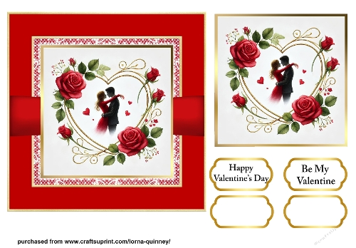 Gold Heart Valentines Card Front 3