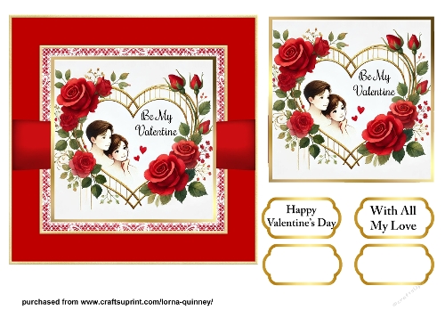 Gold Heart Valentines Card Front 4
