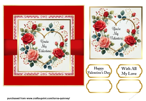 Gold Heart Valentines Card Front 5