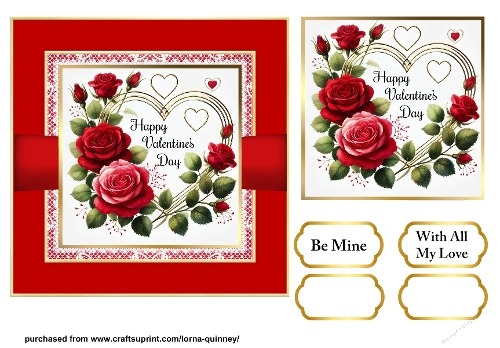 Gold Heart Valentines Card Front 6