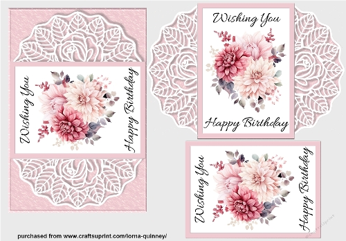 Pink Floral Layered Birthday Card