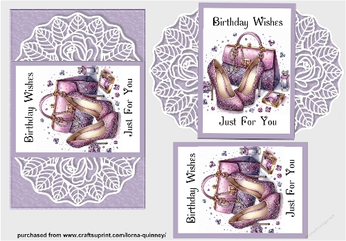 Lilac Shoes & Handbag Birthday Card