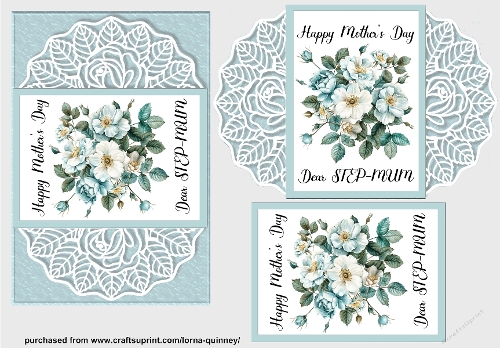 Floral Step-Mum Mothers Day Card Front