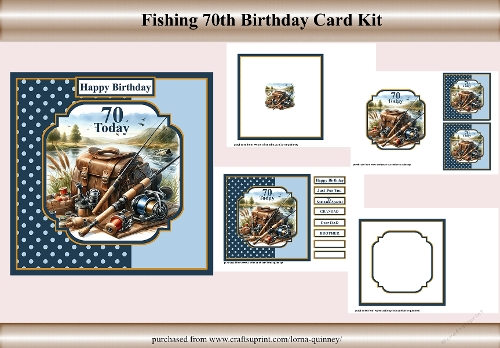 Fishing 70th Birthday Card Kit