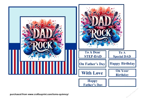 Dad You Rock Fathers Day/Birthday Card