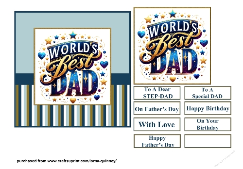 Worlds Best Dad  Fathers Day/Birthday Card