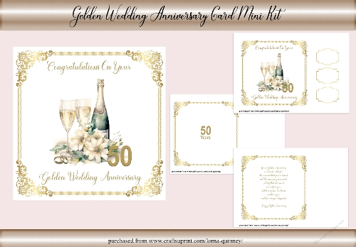 Golden Wedding Anniversary Card Mini Kit