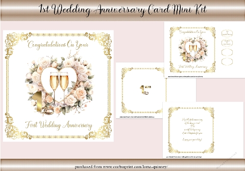 1st Wedding Anniversary Card Mini Kit