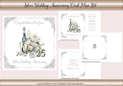 Silver Wedding Anniversary Card Mini Kit