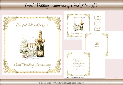 Pearl Wedding Anniversary Card Mini Kit